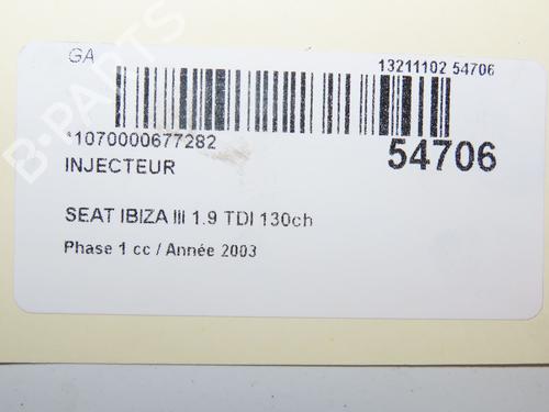 Used Injector SEAT IBIZA III (6L1) 1.9 TDI (131 hp) 30447490