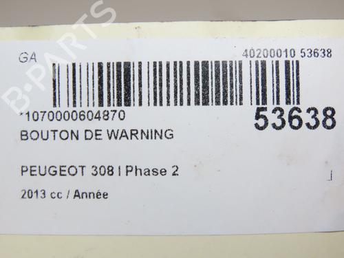 Warning switch PEUGEOT 308 I (4A_, 4C_) 2.0 HDi | BP28967791I22 