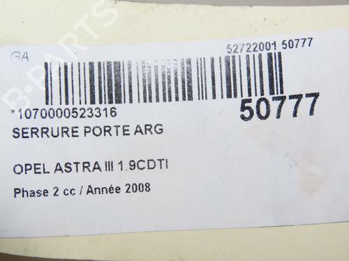 Venstre bagtil lås OPEL ASTRA H Estate (A04) 1.9 CDTI 16V (L35) (120 hp) 23177113