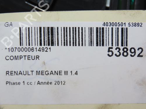 Instrument cluster RENAULT MEGANE III Hatchback (BZ0/1_, B3_) 1.2 TCe (BZ2B, BZ11) | BP28968011C47