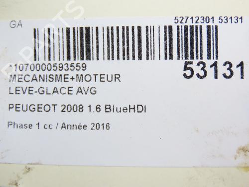 Front left window mechanism PEUGEOT 2008 I (CU_) 1.6 BlueHDi 100 | BP28968512C22