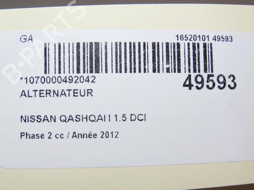 Alternator NISSAN QASHQAI / QASHQAI +2 I (J10, NJ10, JJ10E) 1.5 dCi | BP19319431M7 