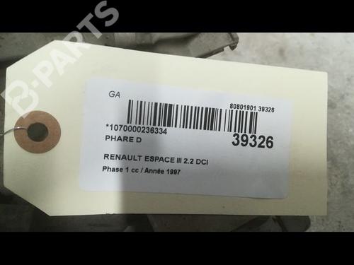 Right headlight RENAULT ESPACE III (JE0_) 2.2 12V TD (JE0E, JE0H, JE0P) | BP9608232C29 