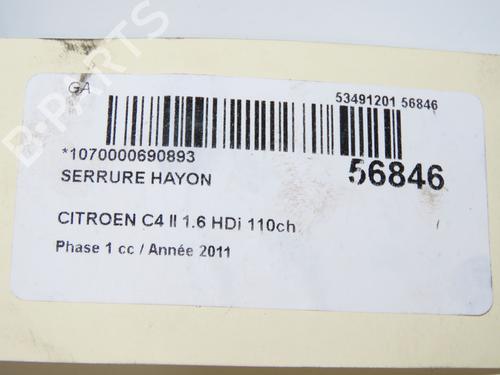 Fechadura da mala CITROËN C4 II (NC_) 1.6 HDi 110 (112 hp) 31796665