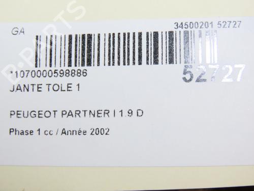 Used Rim PEUGEOT PARTNER Box Body/MPV (5_, G_) 1.9 D (69 hp) 28830152