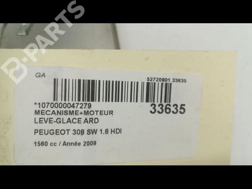 Rear right window mechanism PEUGEOT 308 SW I (4E_, 4H_) 1.6 HDi | BP9593789C25 