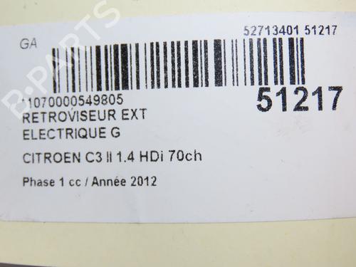 Left mirror CITROËN C3 II (SC_) 1.4 HDi 70 (SC8HZC, SC8HR0, SC8HP4) | BP28831433C26 
