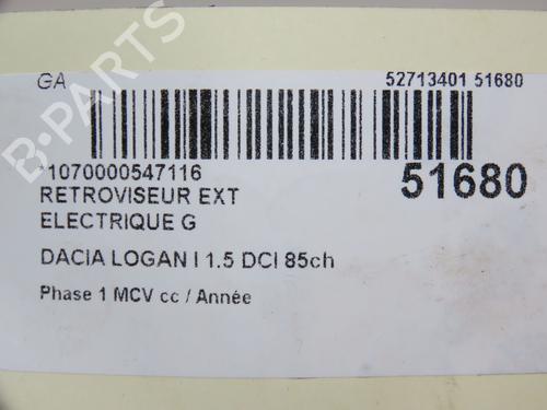 Left mirror DACIA LOGAN MCV (KS_) 1.5 dCi (KS0W) | BP28968694C26 