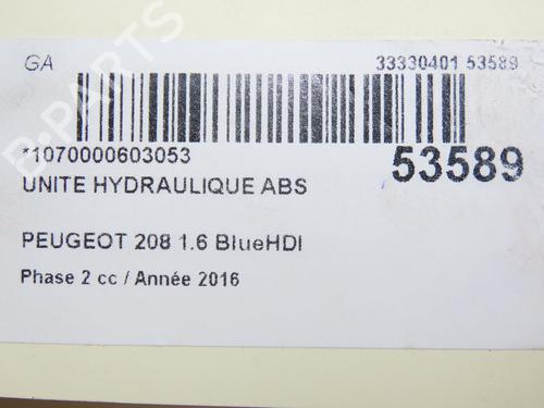 Used ABS pump PEUGEOT 208 I (CA_, CC_) 1.6 HDi / BlueHDi 75 (75 hp) 28829978