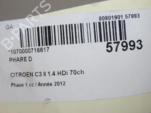 Right headlight CITROËN C3 II (SC_) 1.4 HDi 70 (SC8HZC, SC8HR0, SC8HP4) | BP36791389C29 - Image 5