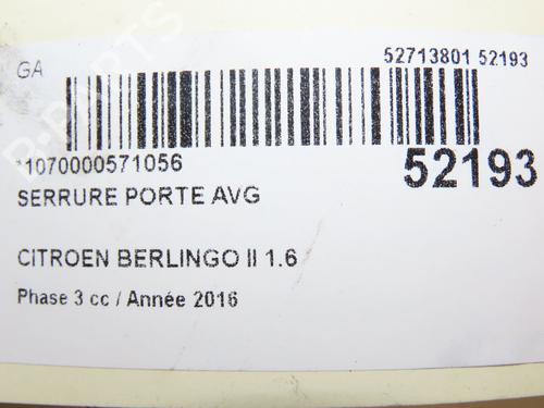 Front left lock CITROËN BERLINGO Box Body/MPV (B9) 1.6 BlueHDi 100 | BP28831653C98 