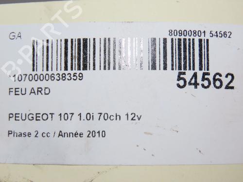 Right taillight PEUGEOT 107 (PM_, PN_) 1.0 | BP28832737C35