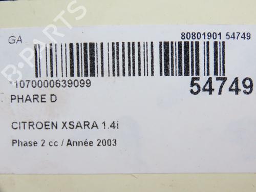 Right headlight CITROËN XSARA (N1) 1.4 i | BP28969435C29 