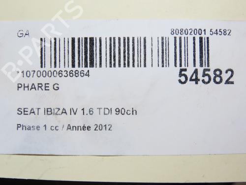 Left headlight SEAT IBIZA IV (6J5, 6P1) 1.6 TDI | BP28832567C28 