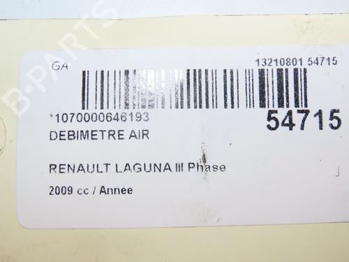 Used Mass air flow sensor Mass air flow sensor RENAULT LAGUNA Coupe (DT0/1) 2.0 dCi GT (DT11, DT1E, DT1N) (178 hp) 29469689 29469689