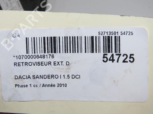 Right mirror DACIA SANDERO 1.5 dCi | BP33477575C27  - Image 5