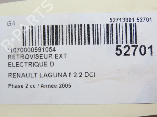 Right mirror RENAULT LAGUNA II (BG0/1_) 2.2 dCi (BG0F) | BP28831369C27 