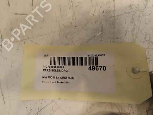 Used Right sun visor KIA RIO III (UB) 1.1 CRDi (75 hp) 17037556