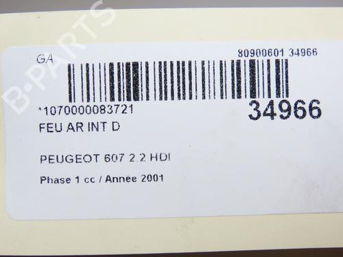 Used Right tailgate light PEUGEOT 607 (9D, 9U) 2.2 HDi (133 hp) 24361104