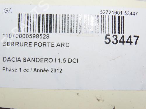 Højre bagtil lås DACIA SANDERO 1.5 dCi | BP28831954C99 - Image 2