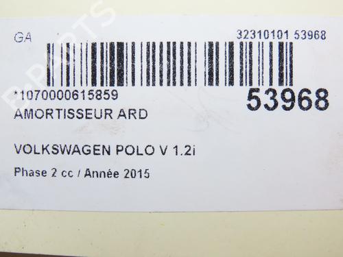 Used Right rear shock absorber VW POLO V (6R1, 6C1) 1.2 TSI 16V (90 hp) 28829882