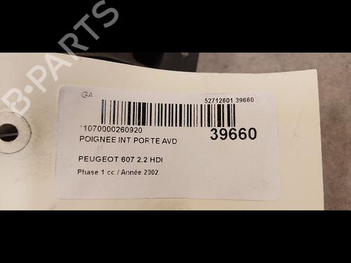 Used Front right interior door handle PEUGEOT 607 (9D, 9U) 2.2 HDi (133 hp) 9611187