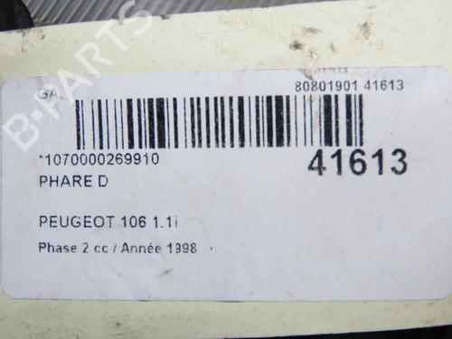 Used Right headlight Right headlight PEUGEOT 106 II (1A_, 1C_) 1.1 i (60 hp) 34356989 34356989