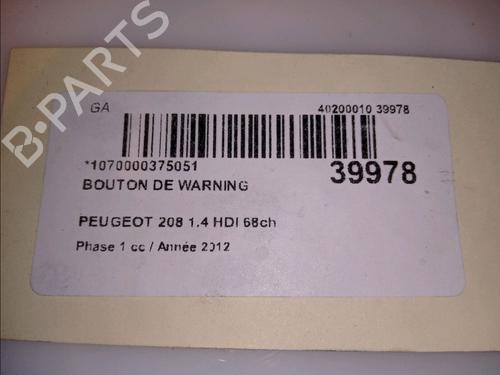 Used Warning switch PEUGEOT 208 I (CA_, CC_) 1.4 HDi (68 hp) 11100735