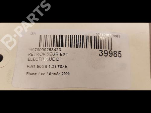 Right mirror FIAT 500 (312_) 1.3 D Multijet (312AXB1A) | BP9611653C27