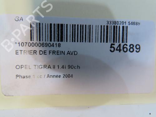 Used Right front brake caliper OPEL TIGRA TwinTop (X04) 1.4 (R97) (90 hp) 31030202