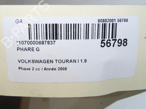 Faro izquierdo VW TOURAN (1T1, 1T2) 1.9 TDI (105 hp) 31302766