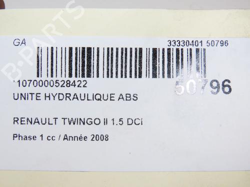 Used ABS pump RENAULT TWINGO II (CN0_) 1.5 dCi (CN0E) (64 hp) 28967605
