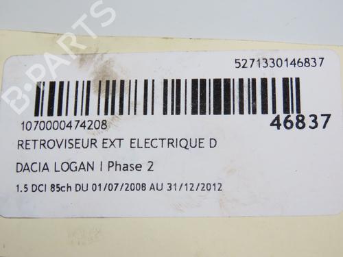 Right mirror DACIA LOGAN MCV (KS_) 1.5 dCi (KS0W) | BP17868461C27