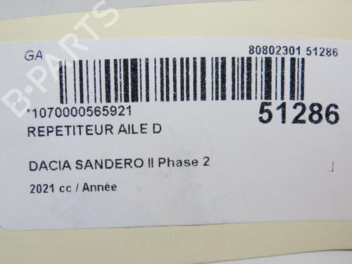 Used Right side indicator DACIA SANDERO III 1.0 TCe 90 (91 hp) 20340130