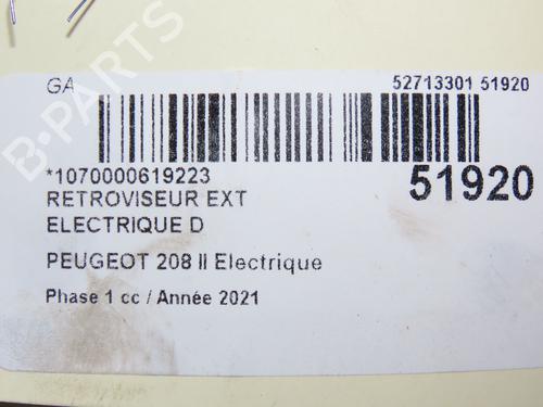 Used Right mirror PEUGEOT 208 II (UB_, UP_, UW_, UJ_) e-208 (136 hp) 28831358