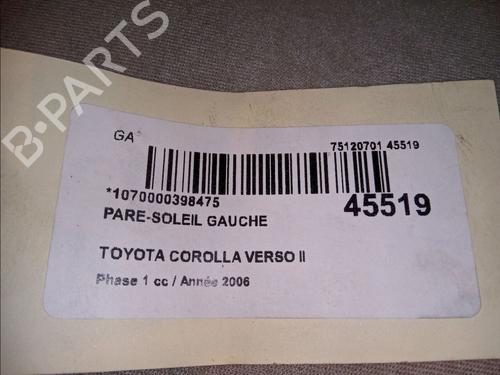 Used Left sun visor Left sun visor TOYOTA COROLLA Verso (ZER_, ZZE12_, R1_) 2.2 D-4D (AUR10_, AUR10R) (136 hp) 23177541 23177541