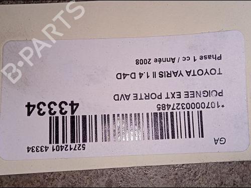 Used Front right exterior door handle TOYOTA YARIS (_P9_) 1.4 D-4D (NLP90_, NLP90R) (90 hp) 9618887