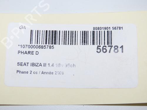 Right headlight SEAT IBIZA IV (6J5, 6P1) 1.4 | BP32354793C29