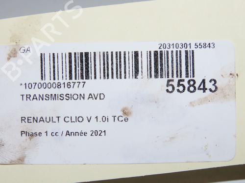 Used Right front driveshaft Right front driveshaft RENAULT CLIO V (B7_) 1.0 TCe 90 (B7MT) (91 hp) 40205491 40205491