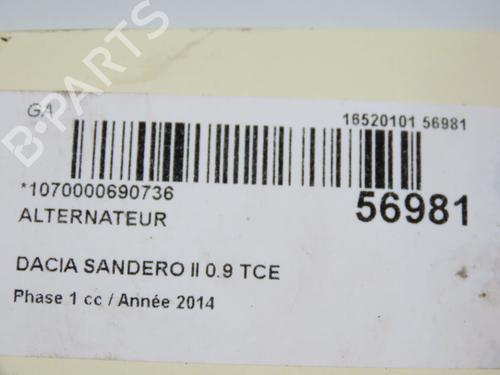 Alternator DACIA SANDERO II TCe 90 (B8M1, B8MA, B8AC) | BP36426804M7 - Image 2