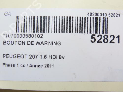 Used Warning switch PEUGEOT 207 (WA_, WC_) 1.6 HDi (92 hp) 28830212