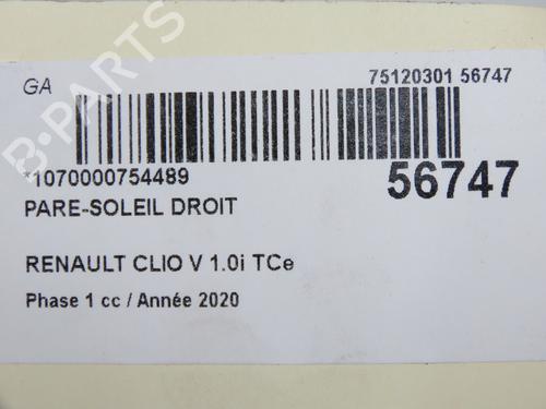 Right sun visor RENAULT CLIO V (B7_) 1.0 LPG (B7MT) | BP36396237I2  - Image 5