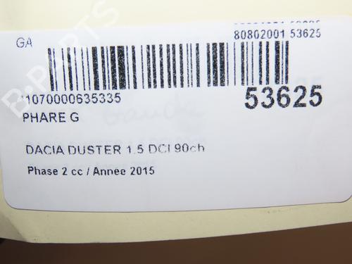 Used Left headlight Left headlight DACIA DUSTER (HS_) 1.5 dCi (HSAJ) (90 hp) 39893985 39893985