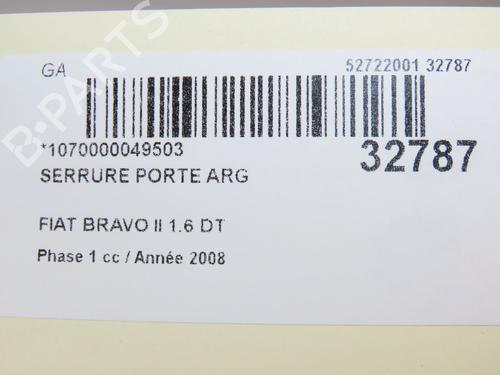Used Rear left lock FIAT BRAVO II (198_) 1.6 D Multijet (198AXH1B) (105 hp) 9593974
