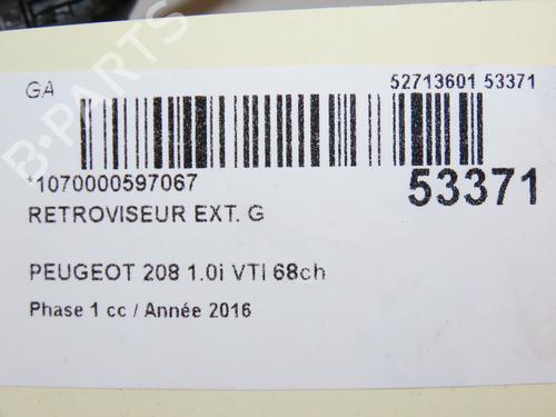 Used Left mirror PEUGEOT 208 I (CA_, CC_) 1.0 VTi (68 hp) 28802003