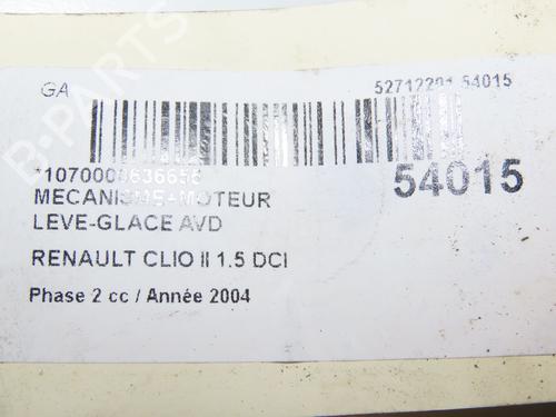 Rudehejsemekanisme Højre foran RENAULT CLIO II (BB_, CB_) 1.5 dCi (B/CB08) | BP29441755C23 