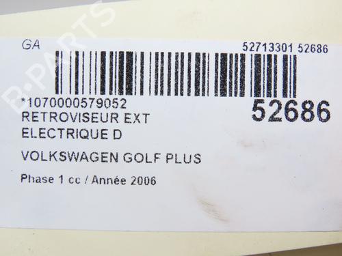 Right mirror VW GOLF PLUS V (5M1, 521) 1.9 TDI | BP28968642C27 