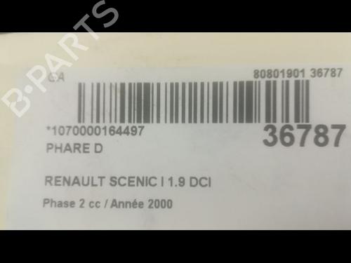 Used Right headlight RENAULT SCÉNIC I MPV (JA0/1_, FA0_) 1.9 dCi (JA05, JA1F) (102 hp) 9601577