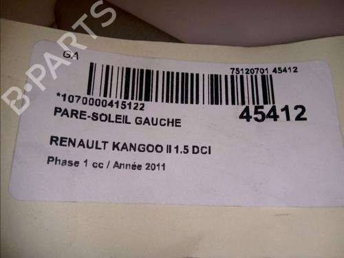 Used Left sun visor RENAULT KANGOO / GRAND KANGOO II (KW0/1_) 1.5 dCi 90 (KW05, KW08, KW0G, KW11) (90 hp) 11807098