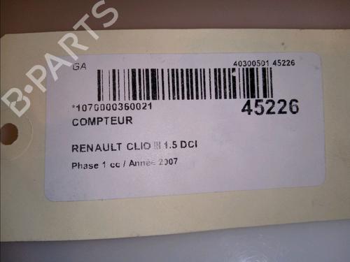 Used Instrument cluster RENAULT CLIO III (BR0/1, CR0/1) 1.5 dCi (C/BR0G, C/BR1G) (68 hp) 23174845